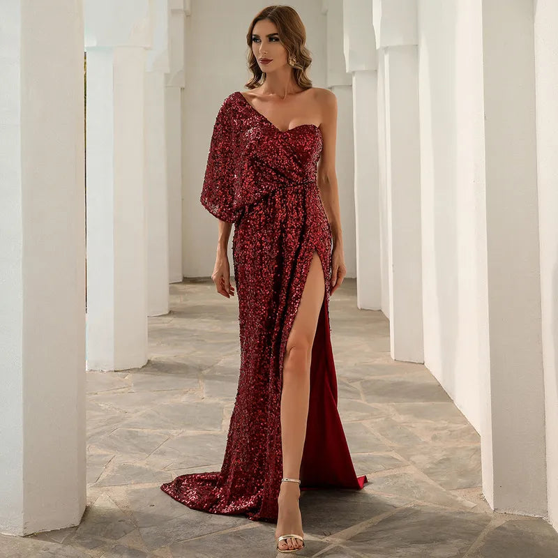 Women's Sequin One Shoulder Gown