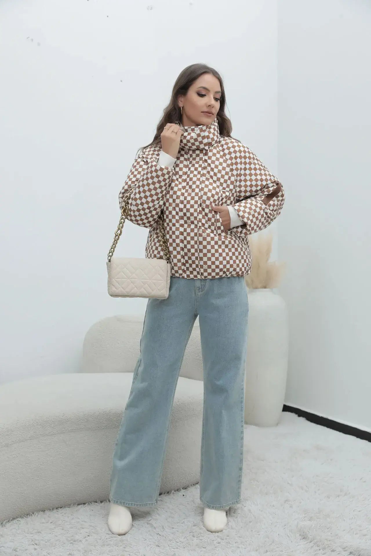 women's checkered jacket