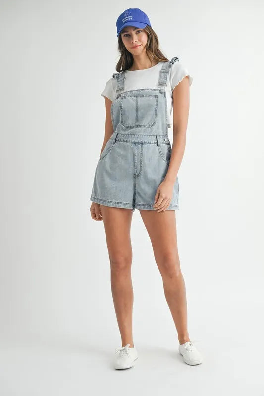 women's short denim overalls