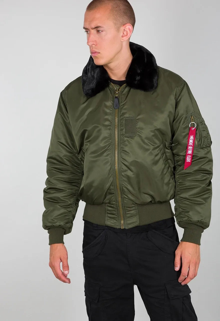 Mens Bomber Jacket With Faux Fur Collar