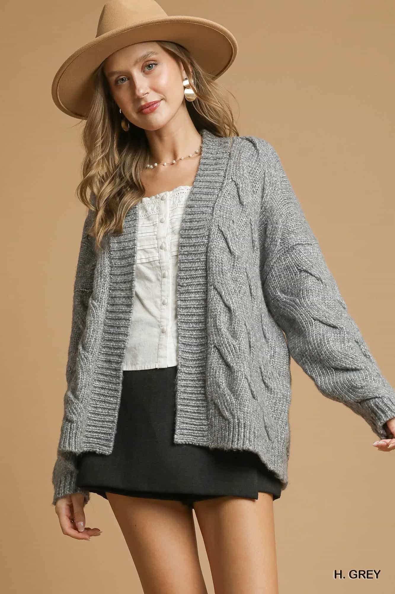 Chunky Cable Knit Cardigan Womens​