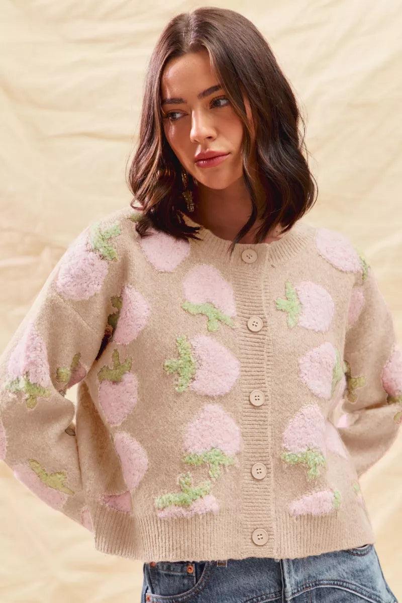 Women's Strawberry Cardigan Sweater​