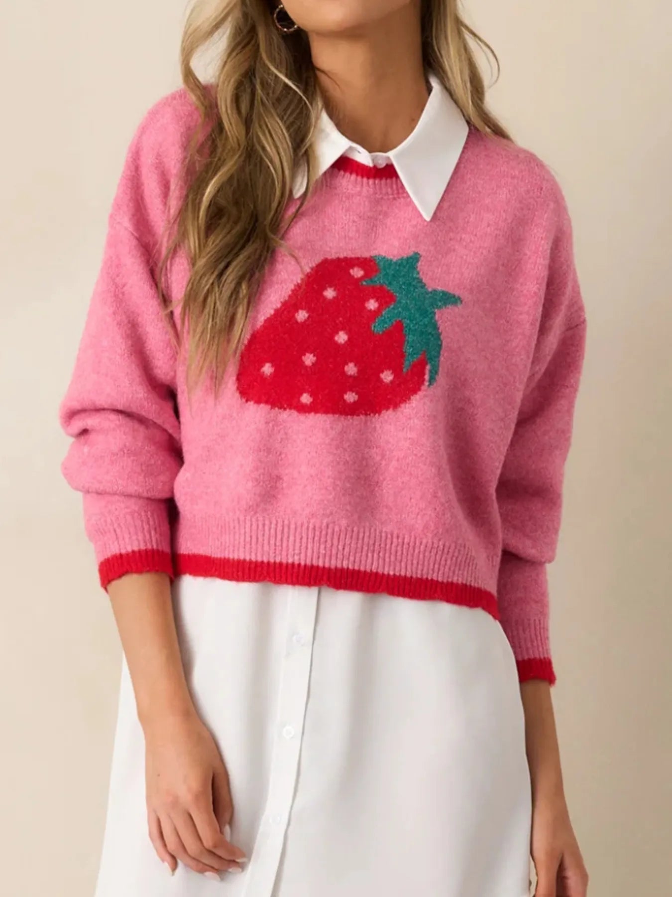 Women's Pink Strawberry Sweater ​