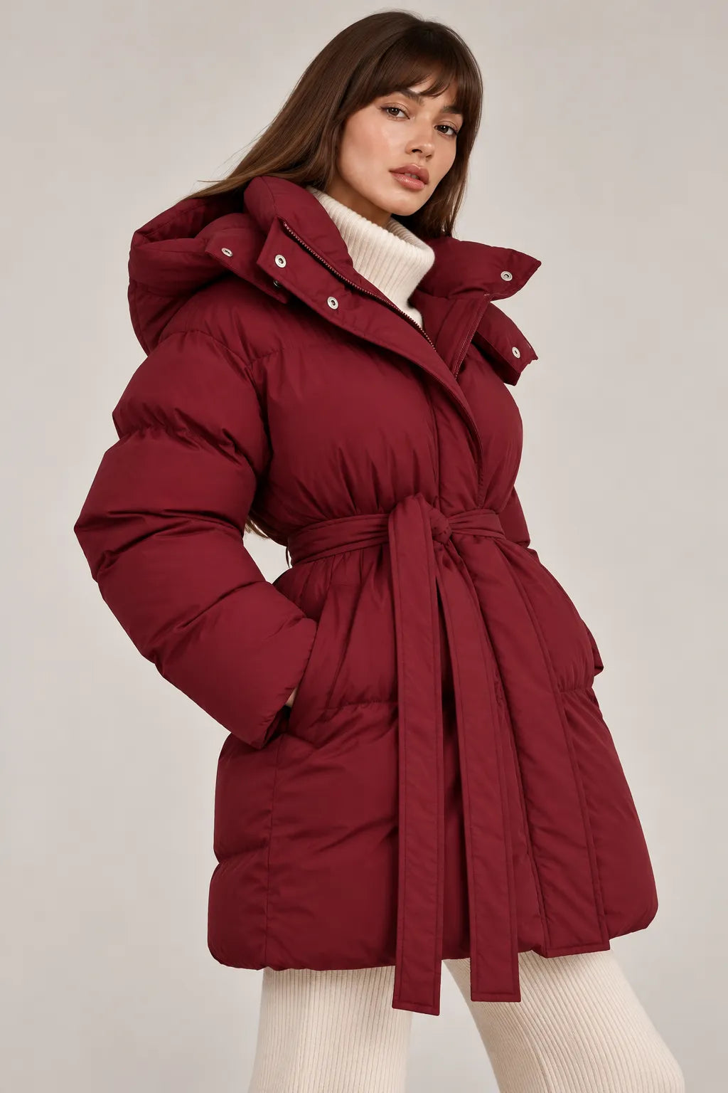 Women's Belted Puffer Jacket