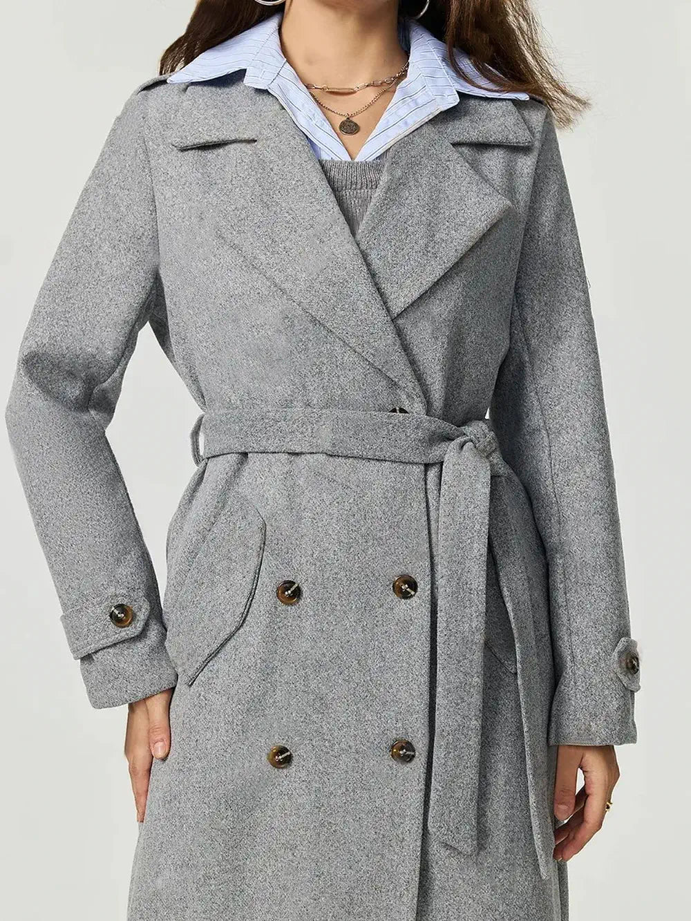 women's long belted coat