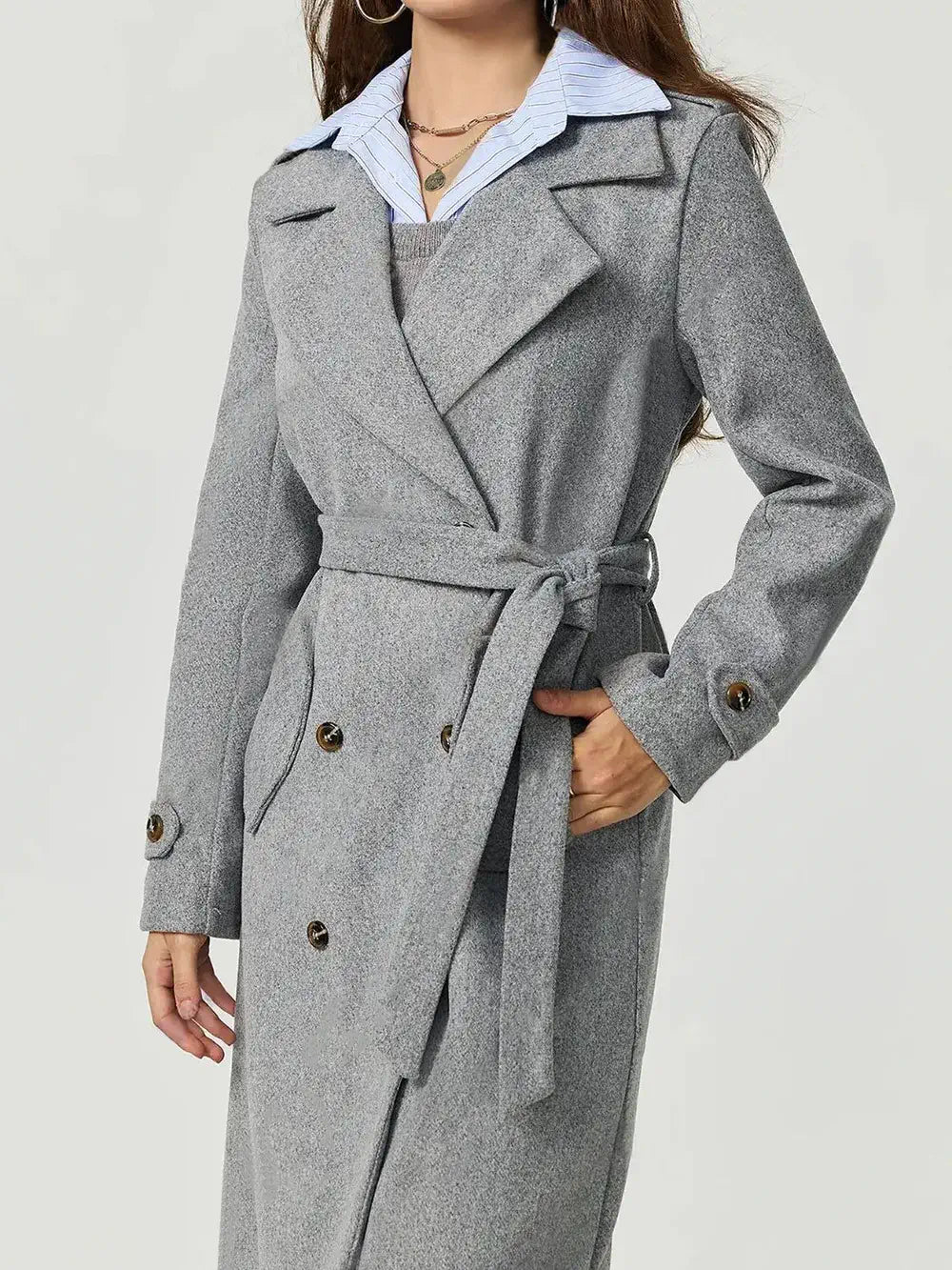 women's long belted coat