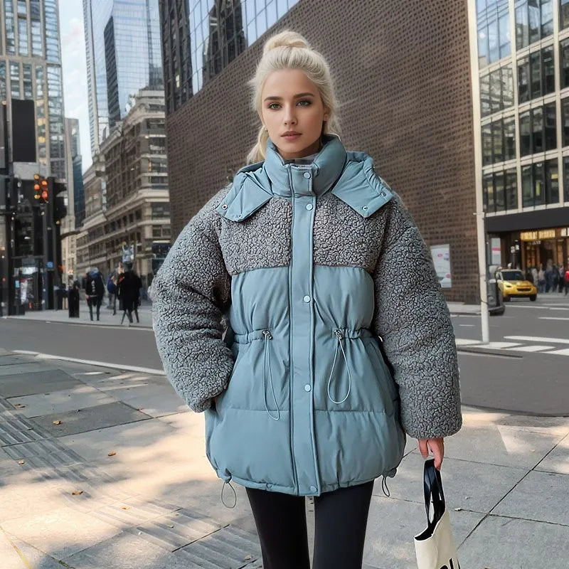 Women's Fleece Sleeves​ Puffer Jacket Blue