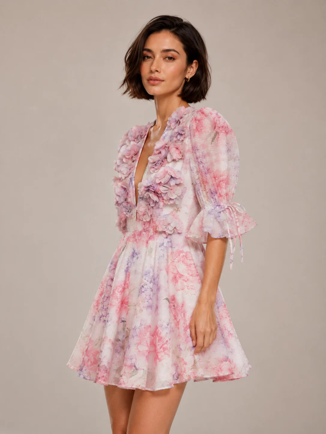 Floral Applique Mini Dress