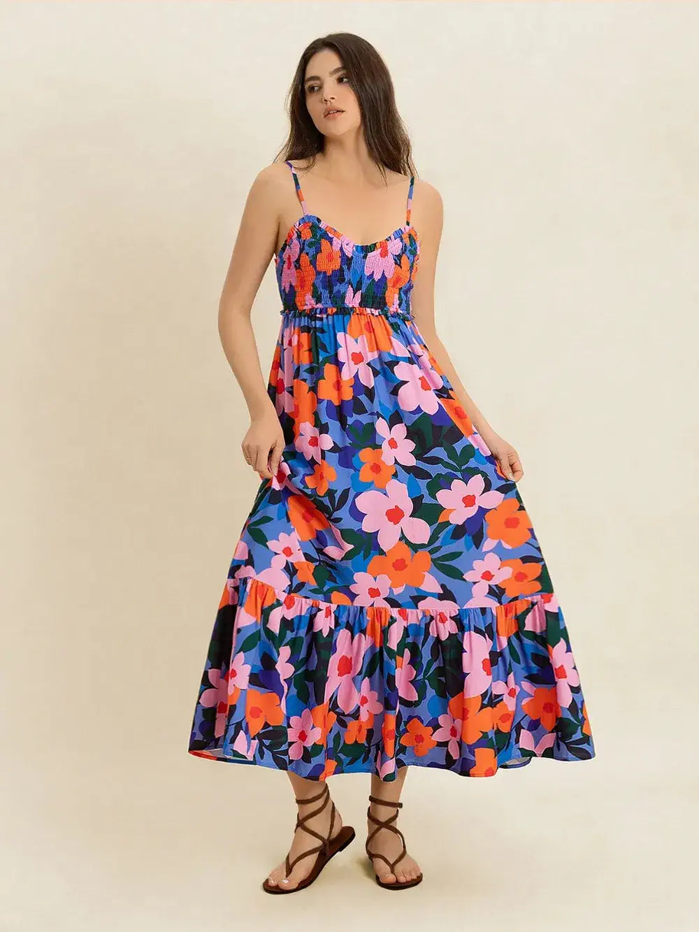 Floral Print Smocked Cami Dress