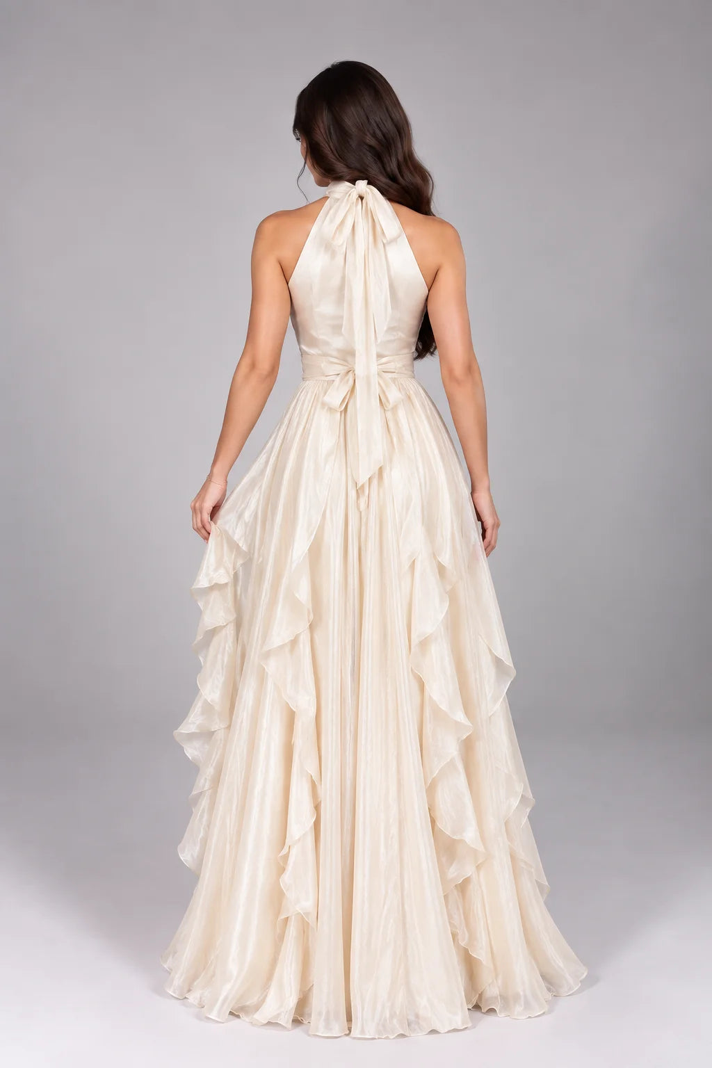 Halter Ruffle Maxi Dress