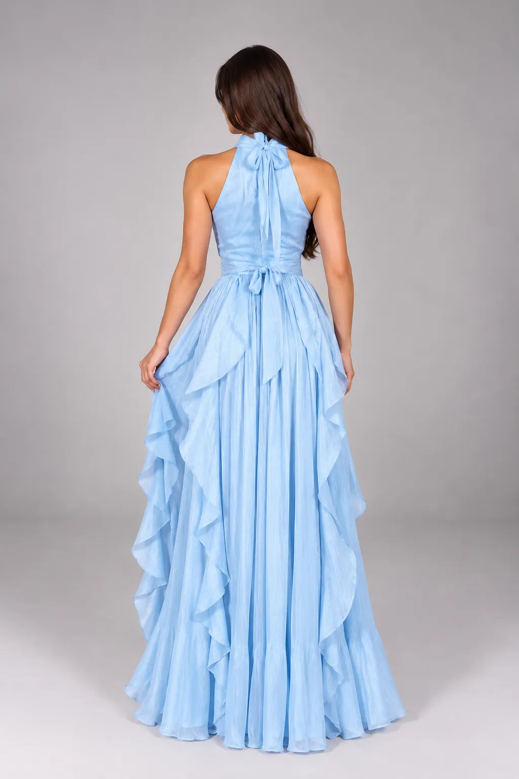 Halter Ruffle Maxi Dress