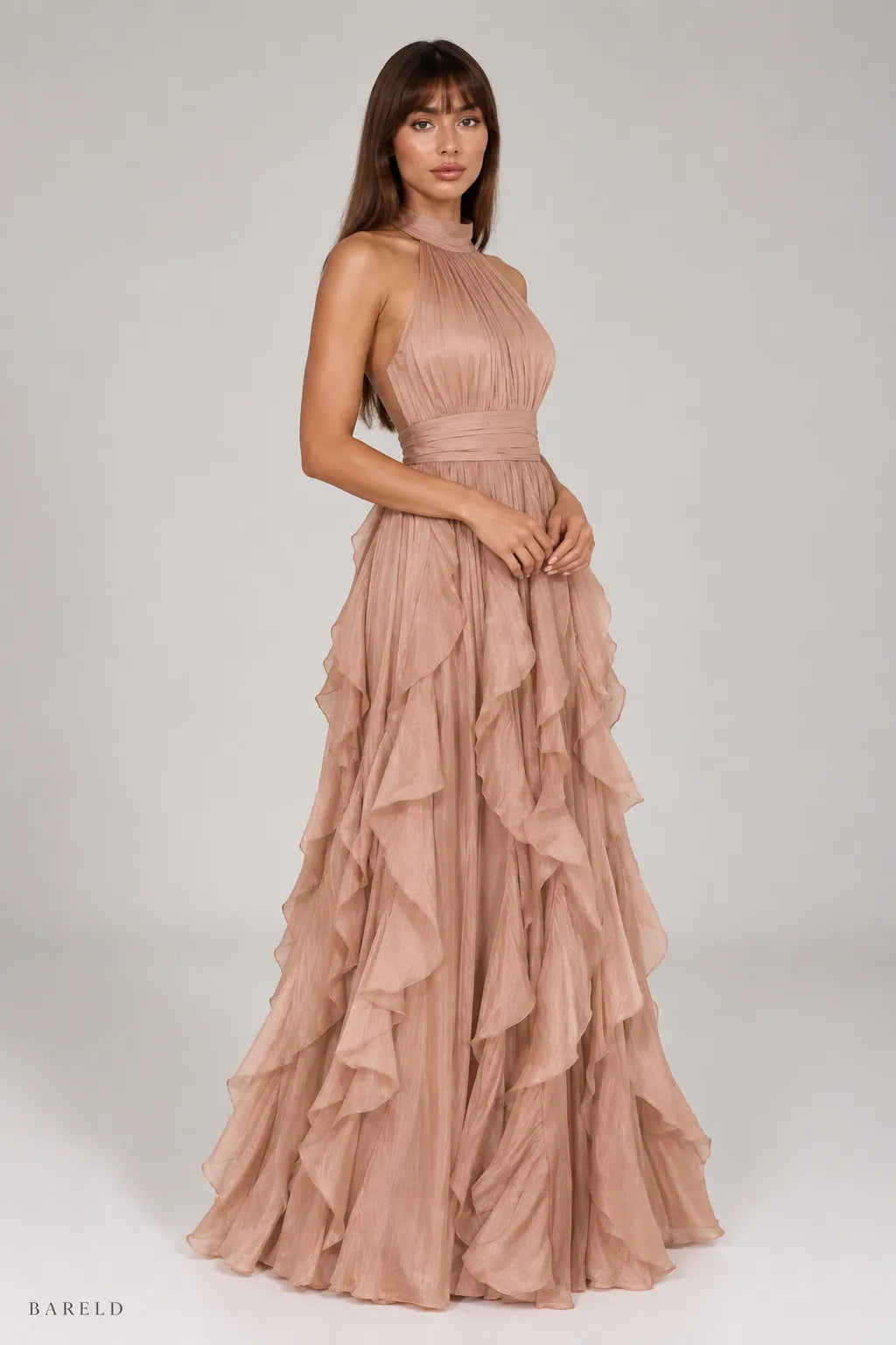 Halter Ruffle Maxi Dress