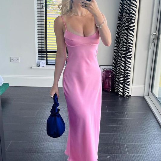 Light Pink Spaghetti Strap Dress Pink