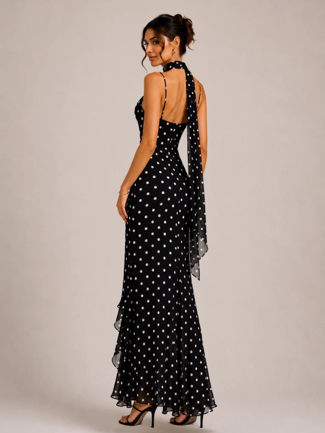 Black Polka Dot Maxi Dress