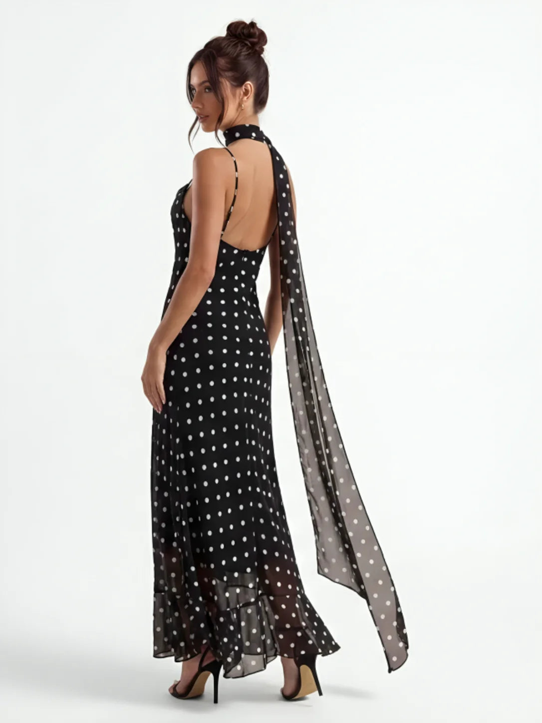 Black Polka Dot Maxi Dress