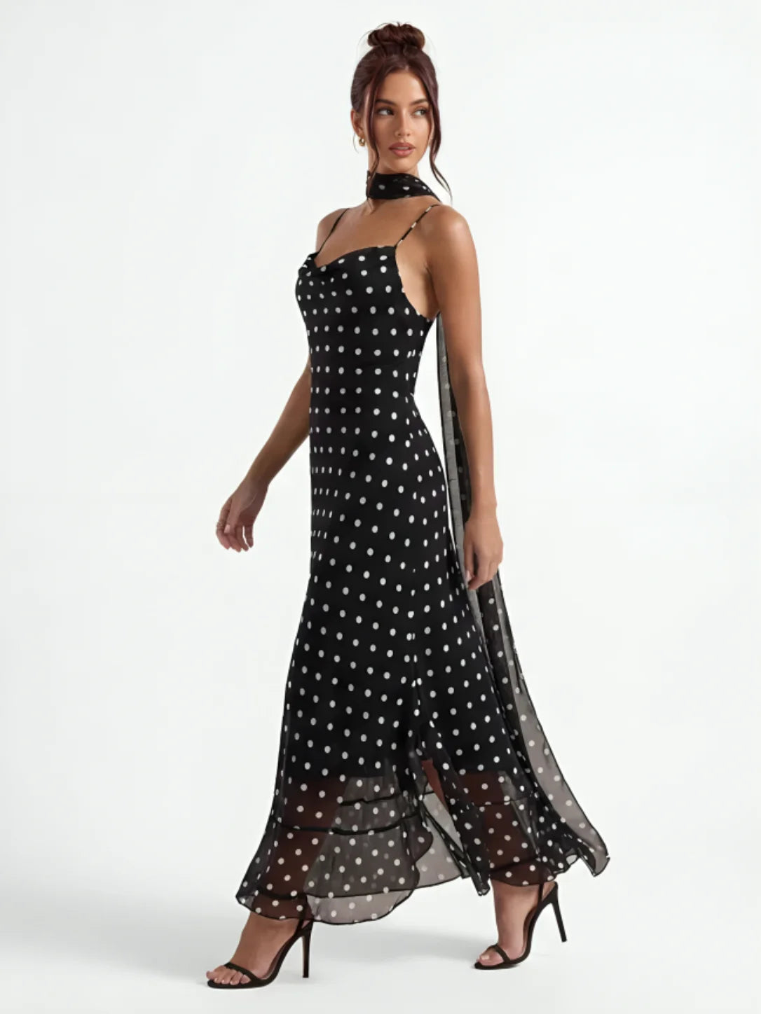 Black Polka Dot Maxi Dress