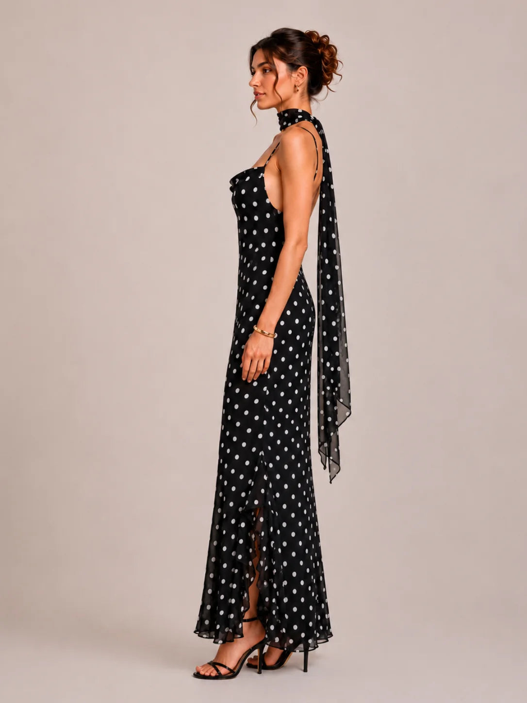 Black Polka Dot Maxi Dress