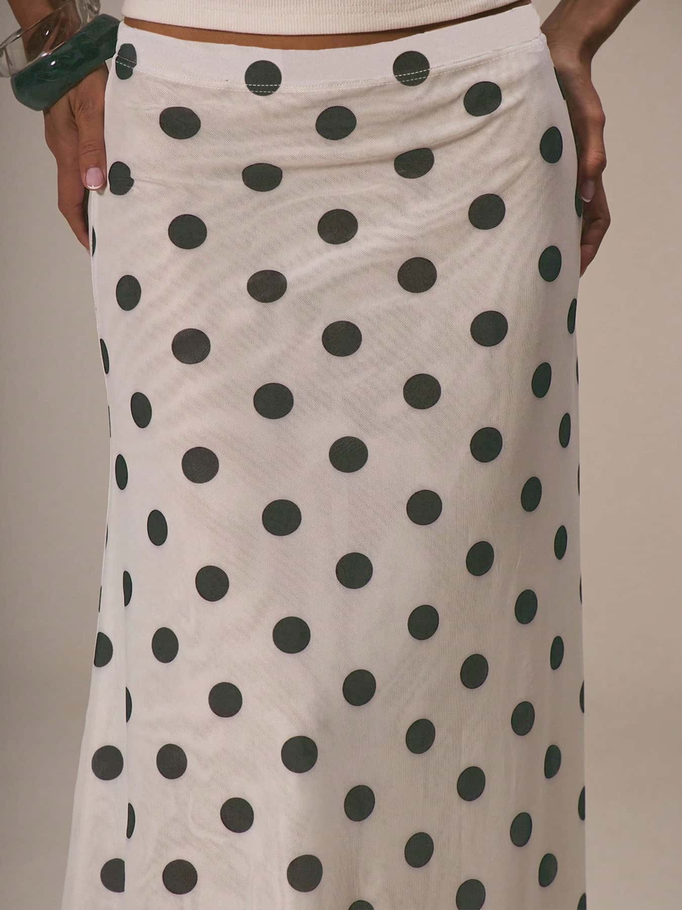 White Skirt With Black Polka Dots​