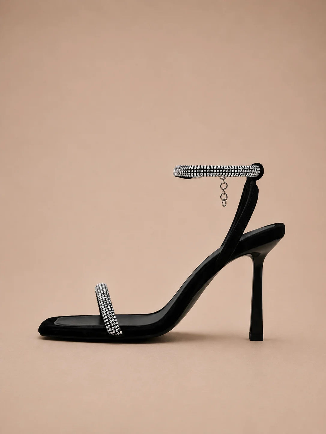 Black Rhinestone High Heels​
