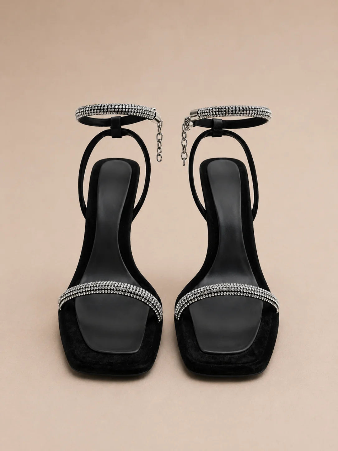 Black Rhinestone High Heels​