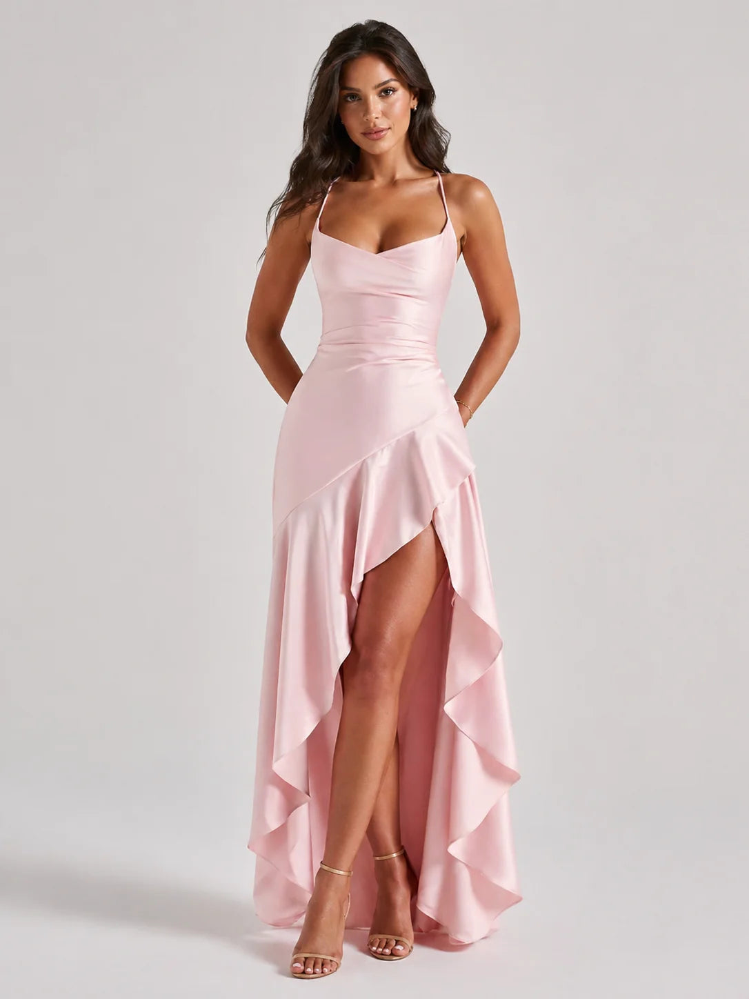 Backless Satin Evening Dress