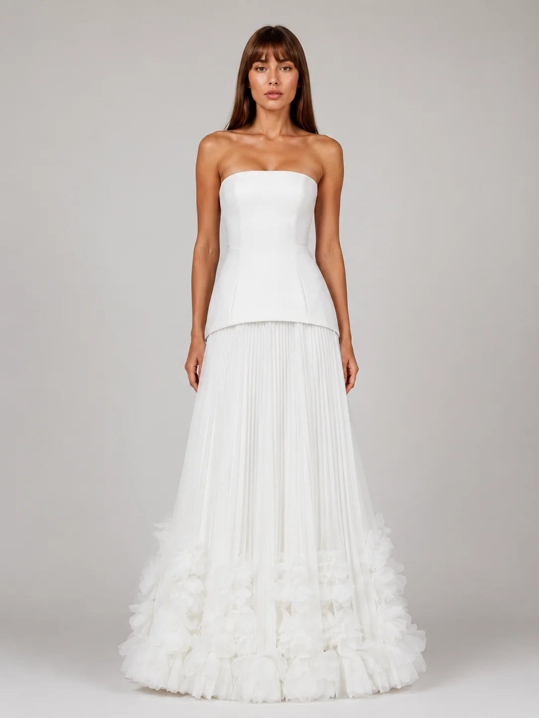 Strapless Pleated Maxi Dress