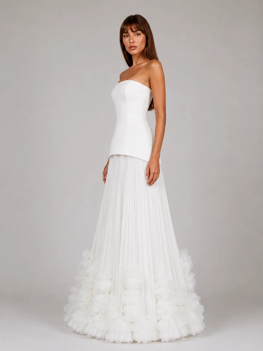 Strapless Pleated Maxi Dress