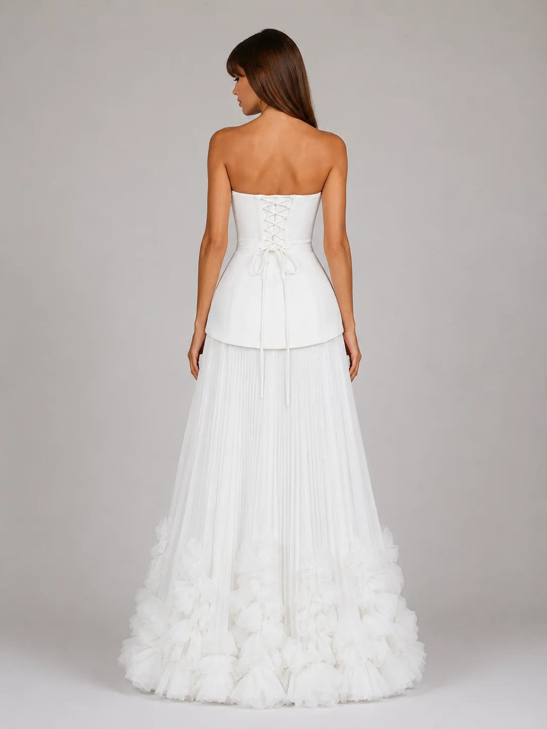 Strapless Pleated Maxi Dress