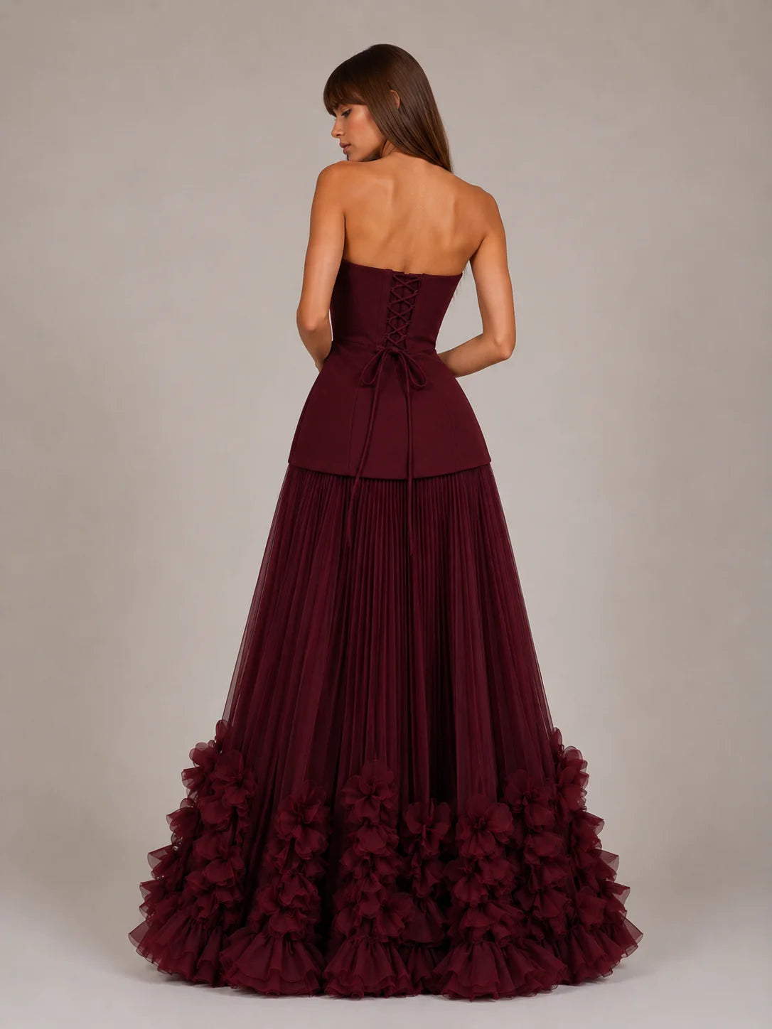 Strapless Pleated Maxi Dress
