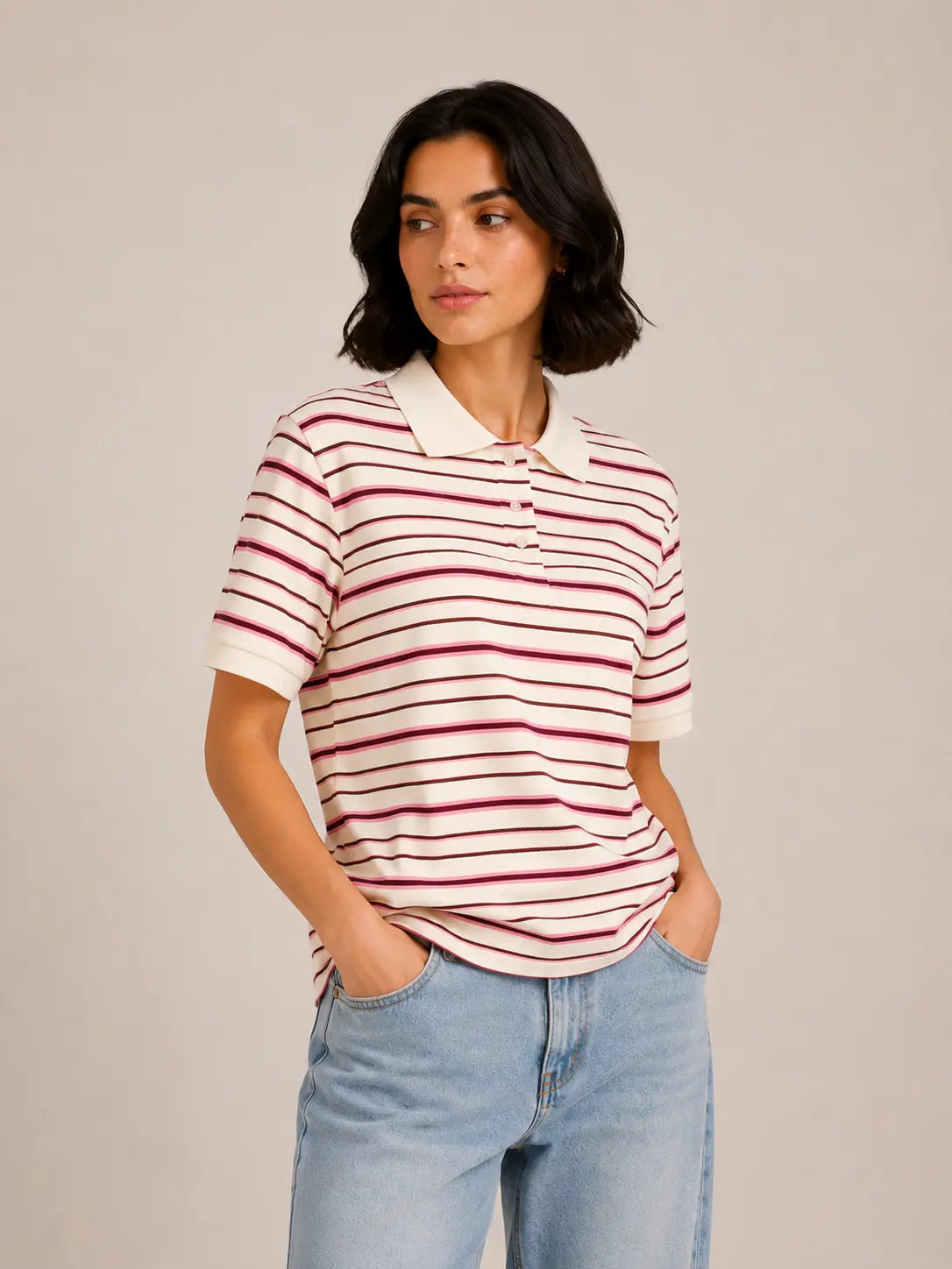 Women's Striped Polo Shirt