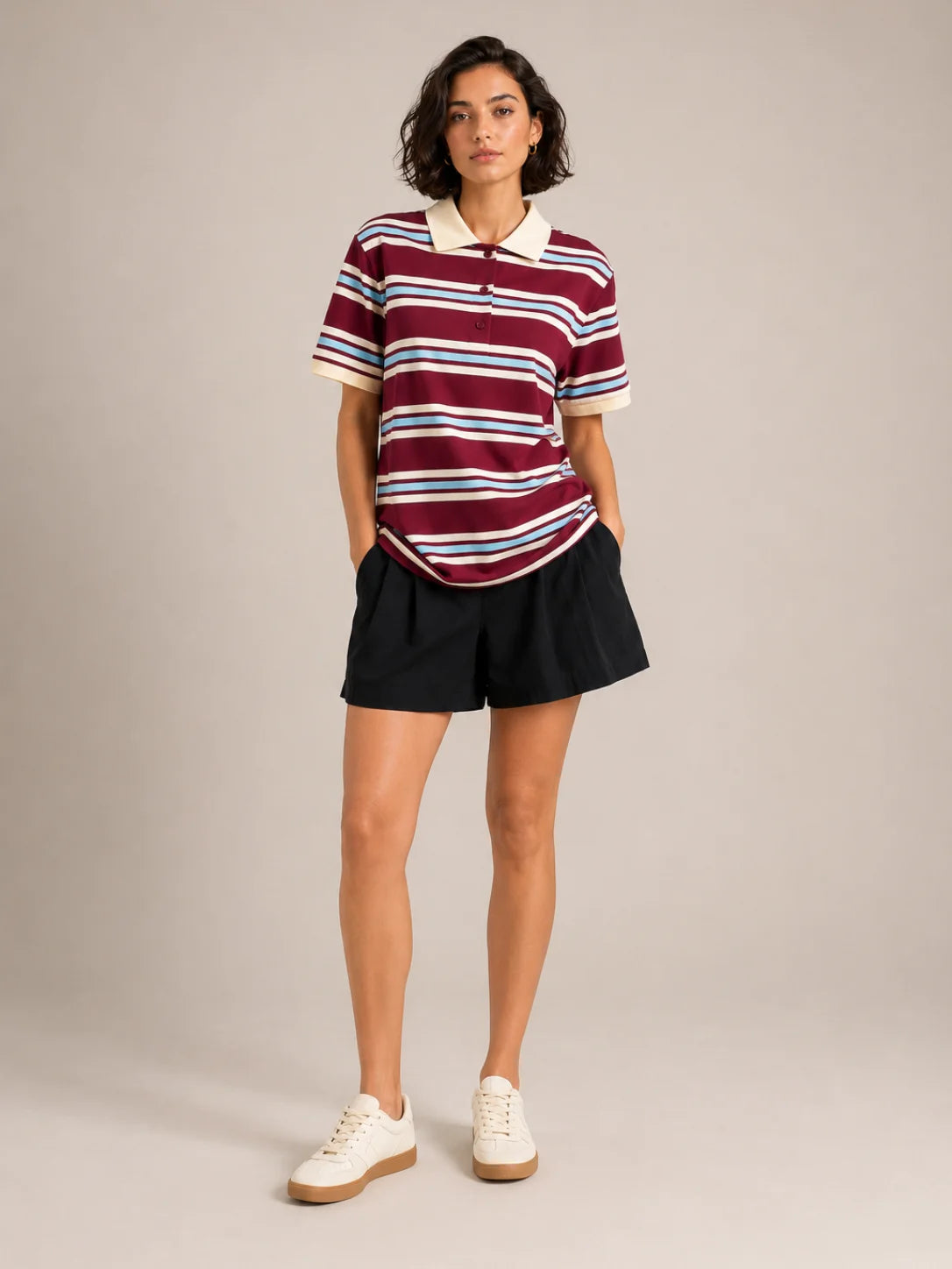 Women's Striped Polo Shirt