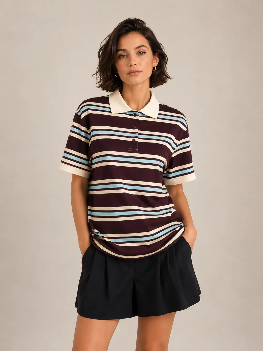 Women's Striped Polo Shirt