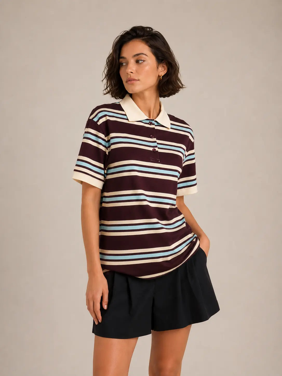 Women's Striped Polo Shirt