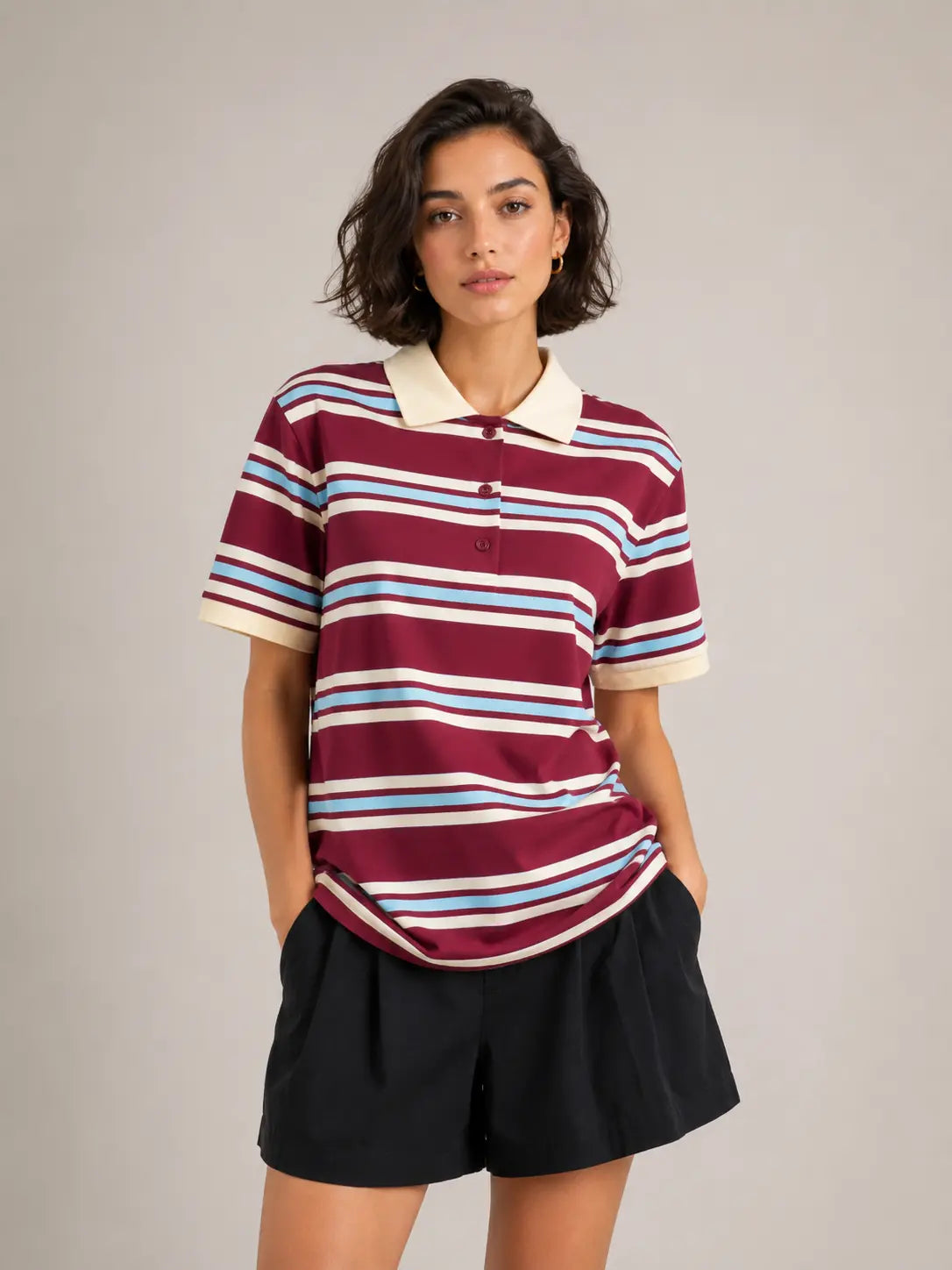 Women's Striped Polo Shirt