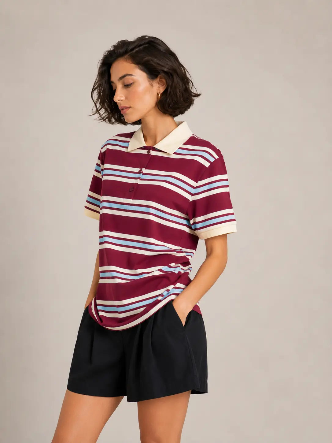 Women's Striped Polo Shirt