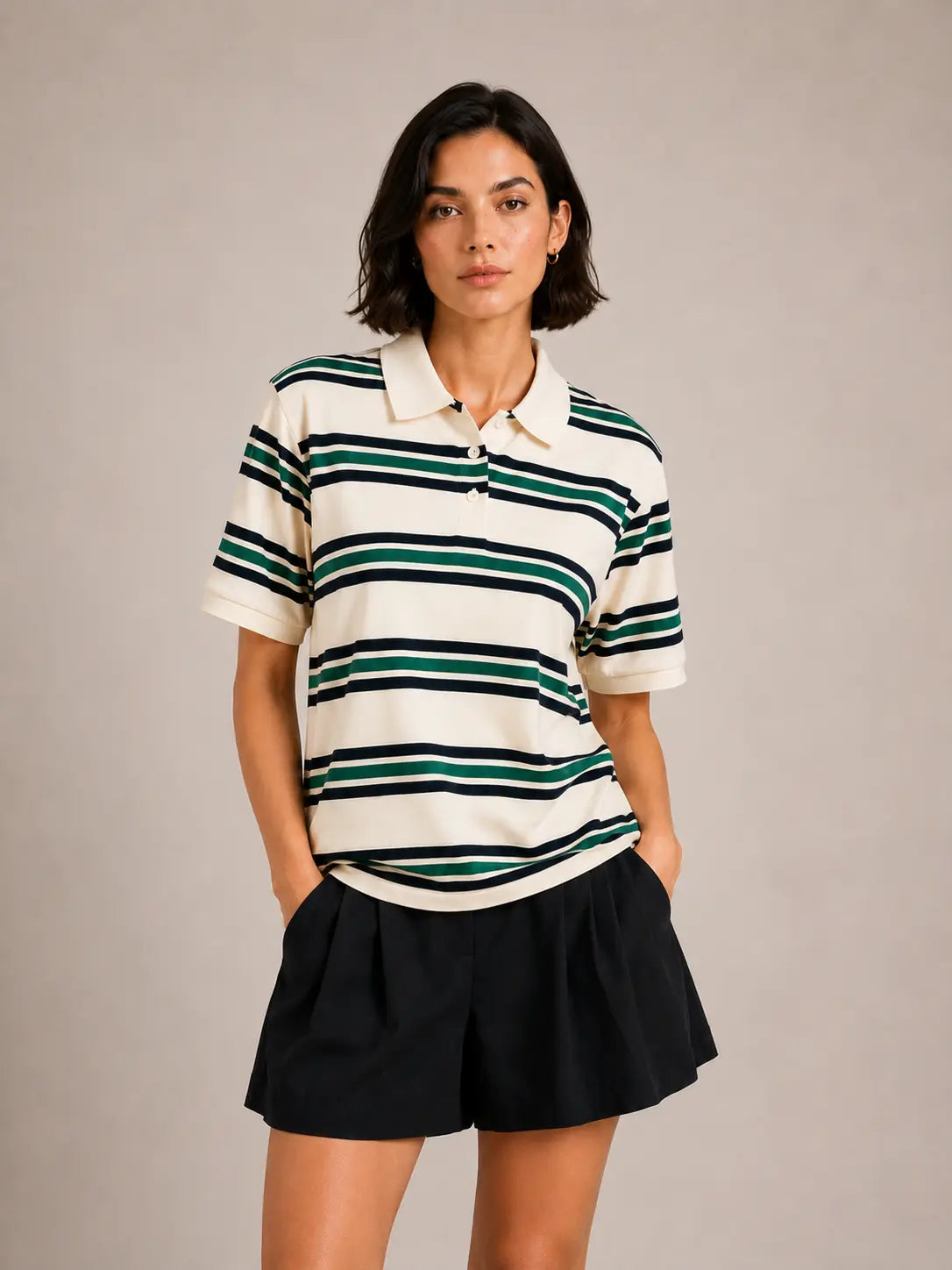 Women's Striped Polo Shirt