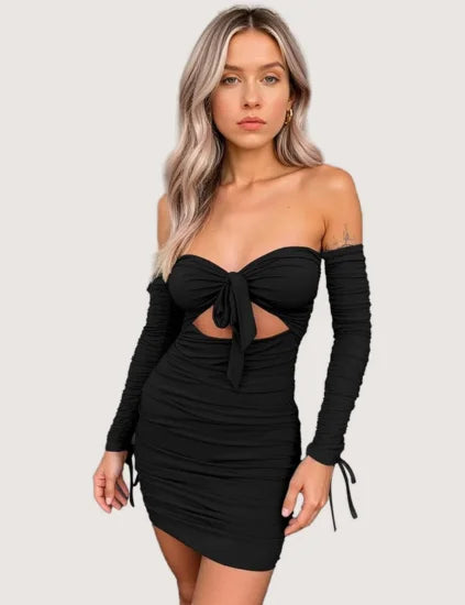 Bodycon Long Sleeve Off The Shoulder Dress​