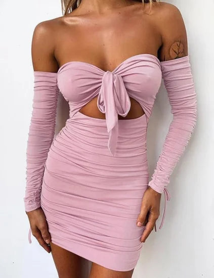 Bodycon Long Sleeve Off The Shoulder Dress​