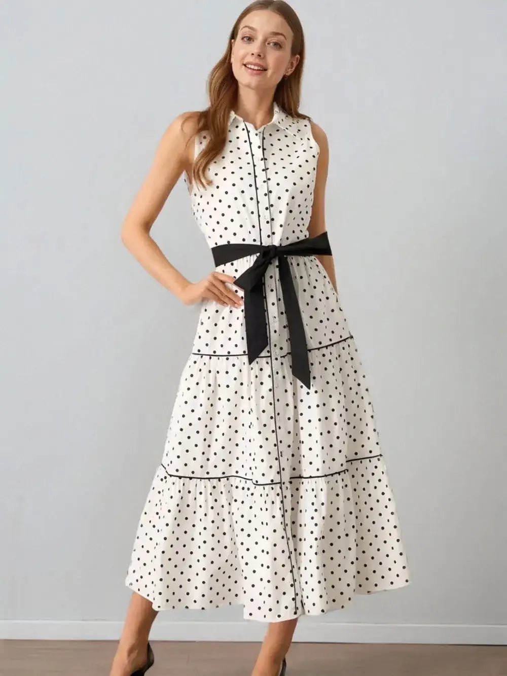 White And Black Polka Dot Dress White