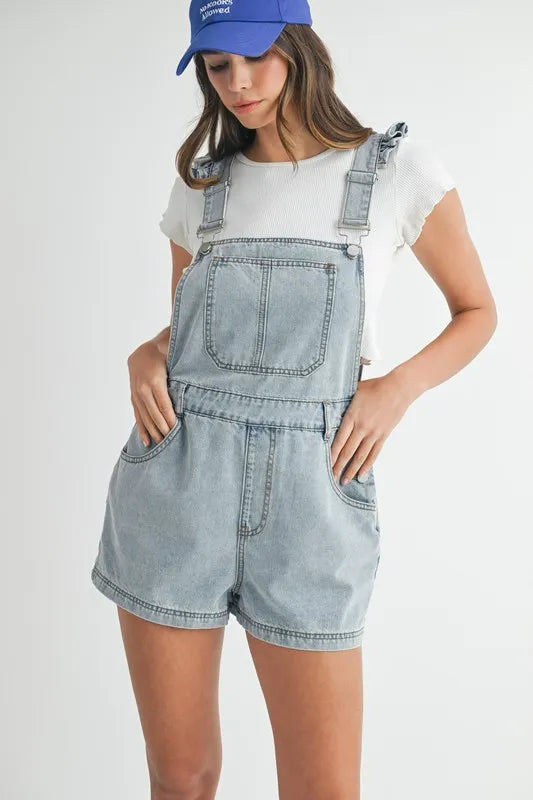 women's short denim overalls