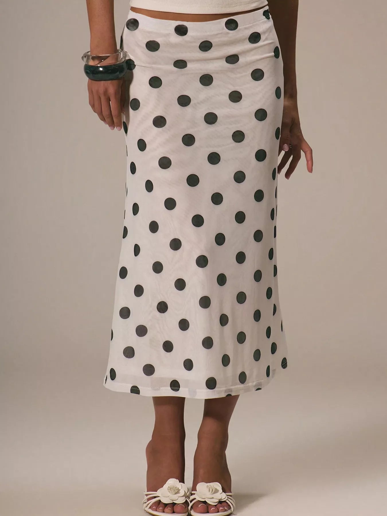 White Skirt With Black Polka Dots​