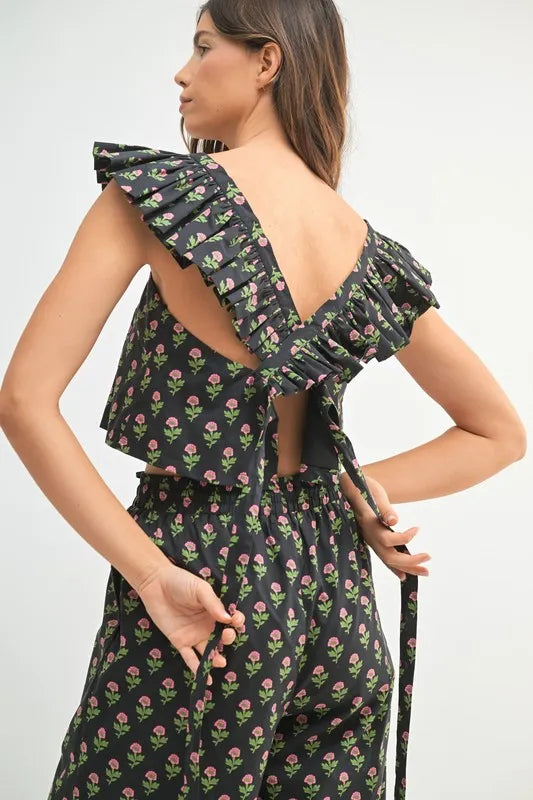 floral two piece pants set