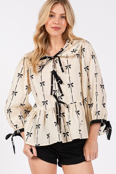 Tie Front Babydoll Blouse