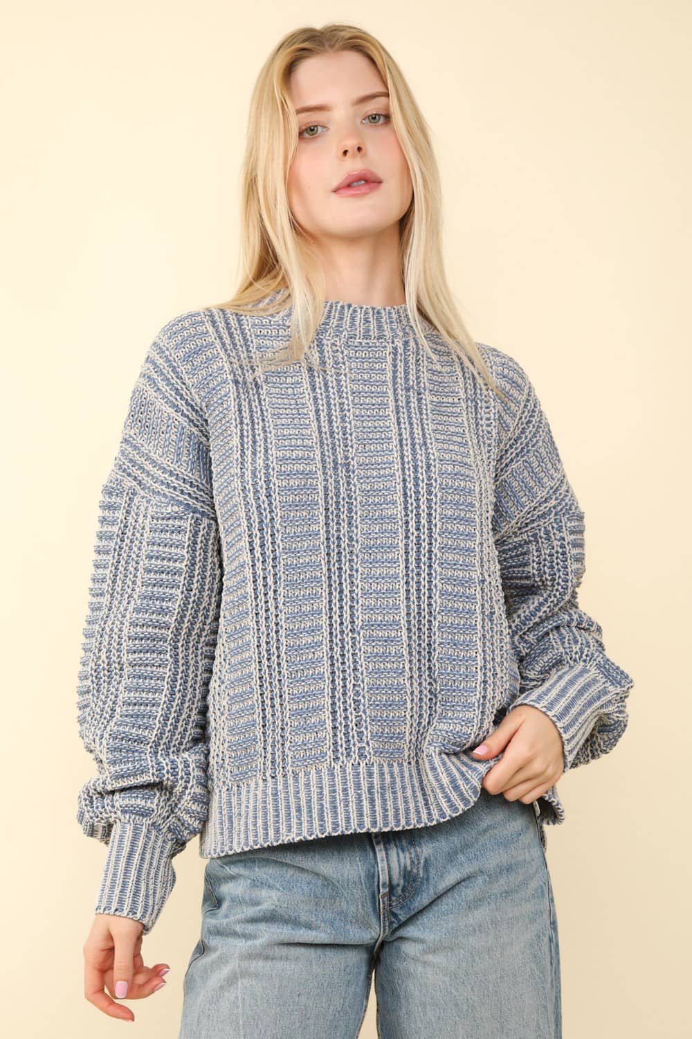 two tone sweater Blue