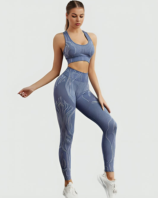 Matching Workout Sets Blue bra pants