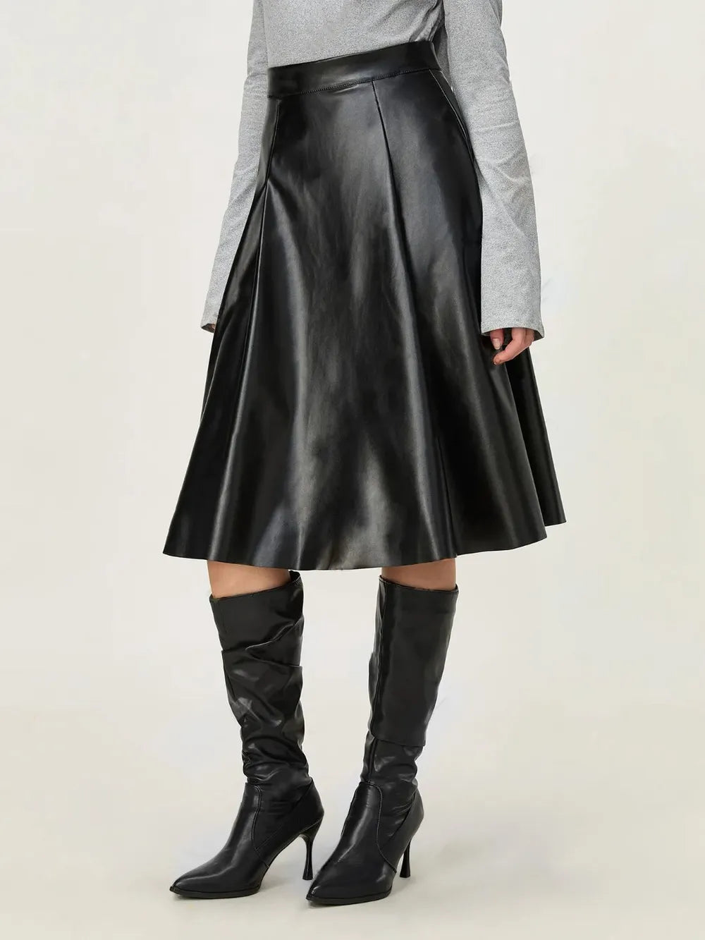 midi leather skirt