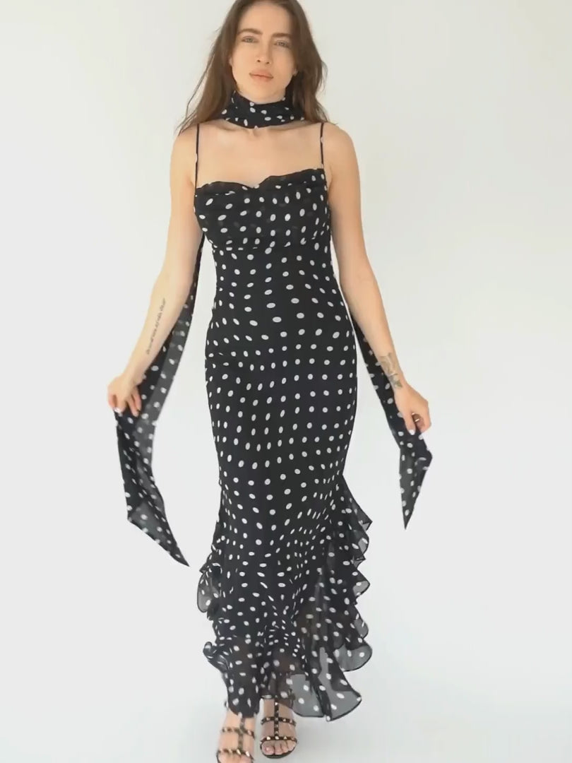 Black Polka Dot Maxi Dress
