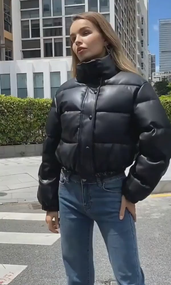 Faux Leather Quilted Jacket Women's