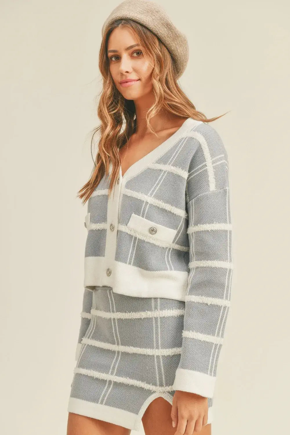 two piece sweater skirt set