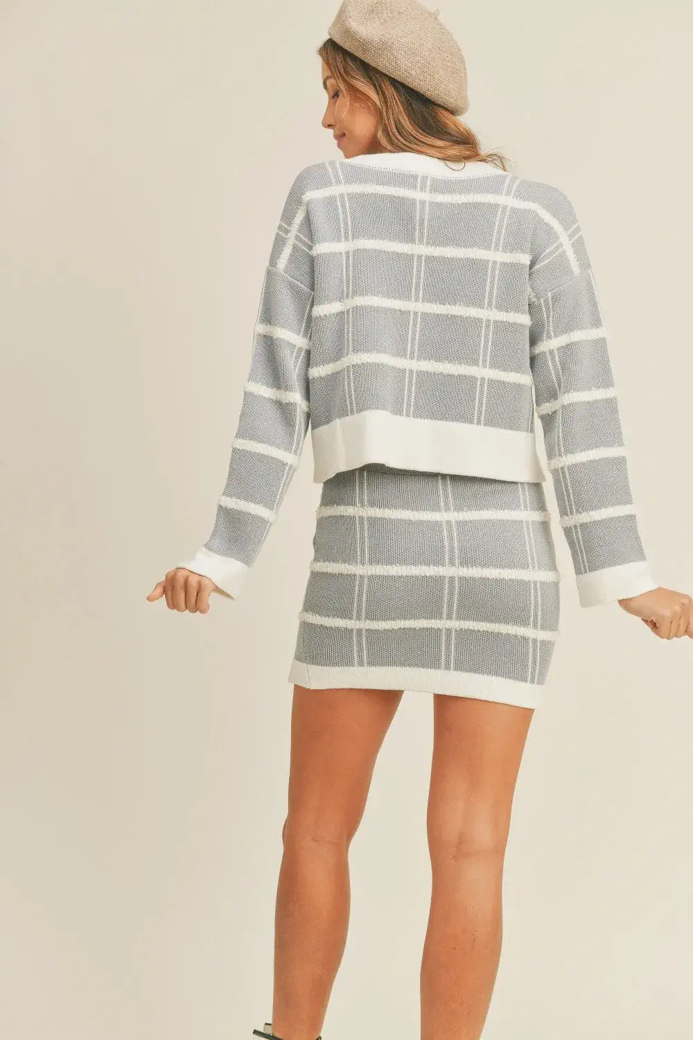 two piece sweater skirt set